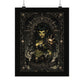 Warboss Mad Sam print: green-skinned orc warrior woman holding a glowing skull in gothic filigree