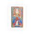 King of Swords tarot poster: silver-haired figure in a red and blue gown with a spiderweb halo