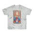 Tee with King of Swords tarot art: silver-haired figure in a red and blue gown with a spiderweb halo