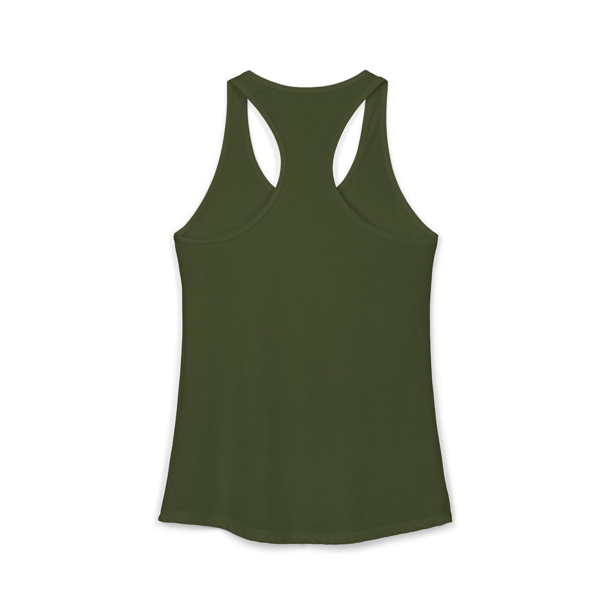 Sun and Moon Saints racerback tank with two haloed saints in green and gold robes