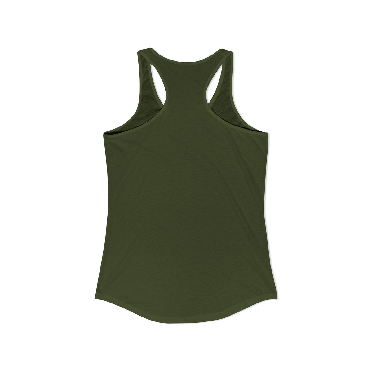 Sun and Moon Saints racerback tank with two haloed saints in green and gold robes