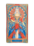 Original King of Swords painting: silver-haired figure in a red and blue gown, mixed media on watercolor